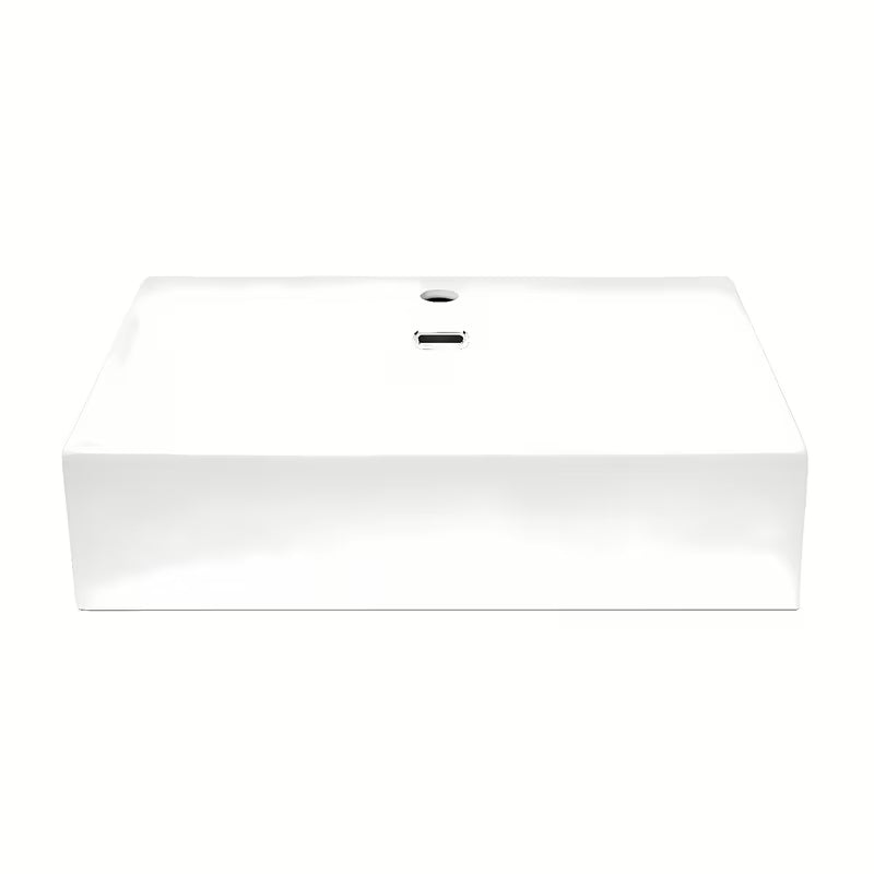 Beli keramični viseči umivalnik SAT Cube Way 60x42 cm z odprtino pro za armaturo na sredini