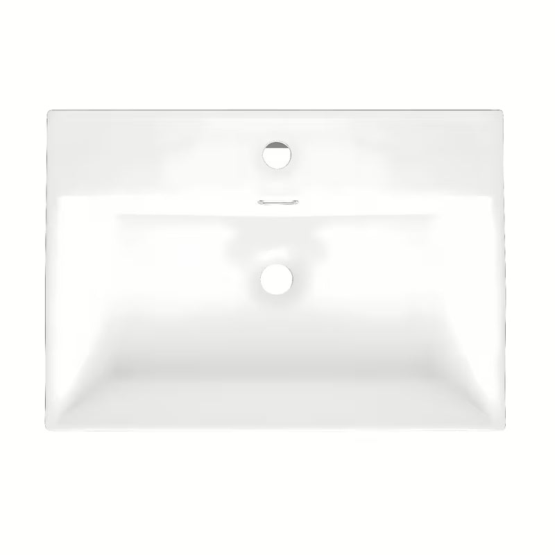 Beli keramični viseči umivalnik SAT Cube Way 60x42 cm z odprtino pro za armaturo na sredini