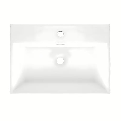 Beli keramični viseči umivalnik SAT Cube Way 60x42 cm z odprtino pro za armaturo na sredini