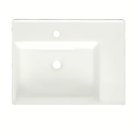 Beli keramični viseči umivalnik SAT Cube Way 60x46 cm z asimetrično zasnovo in odlagalno površino desno.