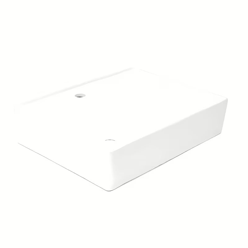 Beli keramični viseči umivalnik SAT Cube Way 60x46 cm z asimetrično zasnovo in odlagalno površino desno.