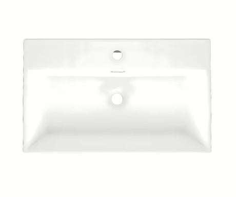 Bel keramični viseči umivalnik SAT Cube Way 75x42 cm s prelivom in odprtino pro armaturo