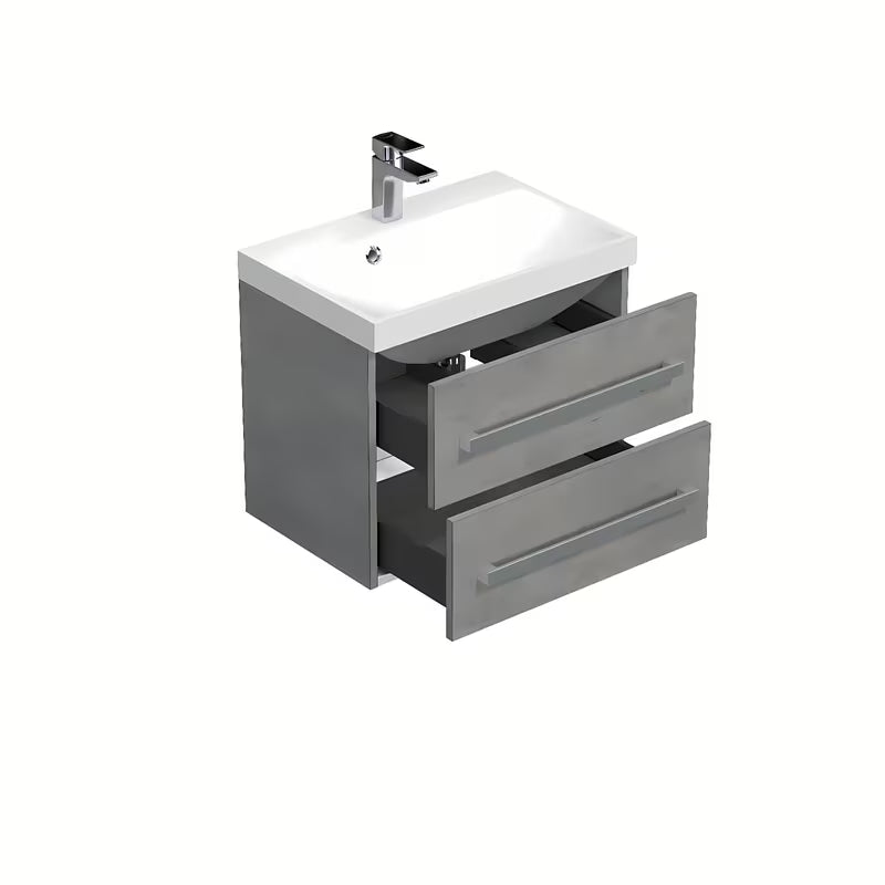 Viseča kopalniška omarica z umivalnikom SAT Cube Way u dekoru imitacije betona