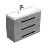 Viseča kopalniška omarica SAT Cube Way z dvojnim umivalnikom od lijevanog mramora u imitaciji betona