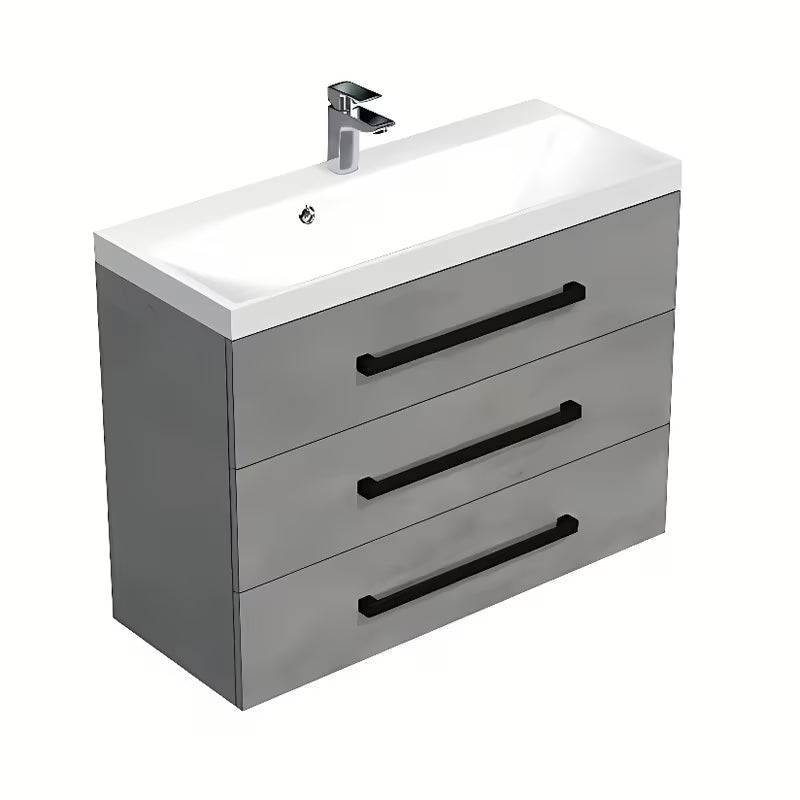 Viseča kopalniška omarica SAT Cube Way z dvojnim umivalnikom od lijevanog mramora u imitaciji betona