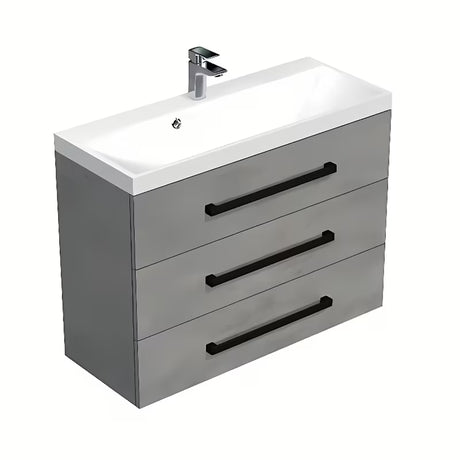 Viseča kopalniška omarica SAT Cube Way z dvojnim umivalnikom od lijevanog mramora u imitaciji betona