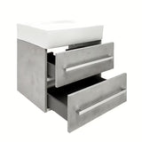 Viseča kopalniška omarica s keramičkim umivaonikom SAT Cube Way 60x46 cm u dekoru betona