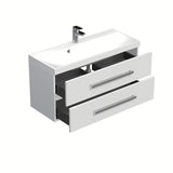 Viseča kopalniška omarica SAT Cube Way z umivalnikom od lijevanog mramora u sjajnoj bijeloj boji