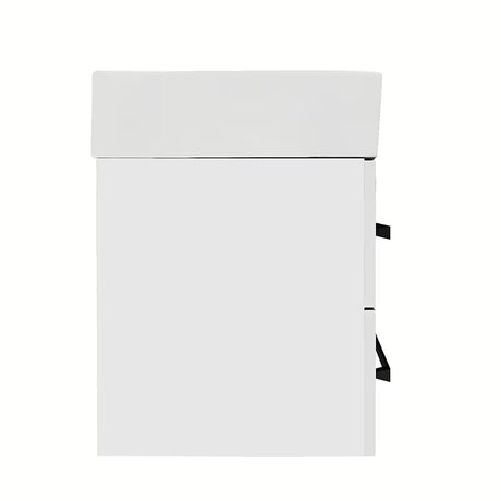 Viseča kopalniška omarica s keramičkim umivaonikom SAT Cube Way u bijelom sjaju 60x53x46 cm