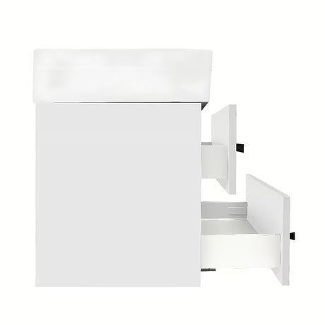 Viseča kopalniška omarica s keramičkim umivaonikom SAT Cube Way u bijelom sjaju 60x53x46 cm