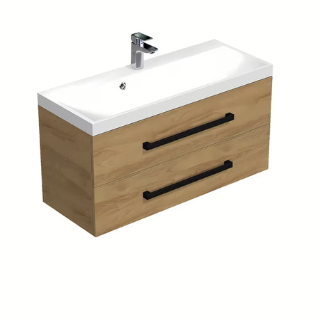 Viseča kopalniška omarica z umivalnikom SAT Cube Way u dekoru hrasta hickory