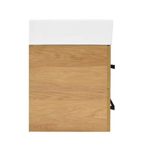 Viseča kopalniška omarica s keramičkim umivaonikom SAT Cube Way 60x46 cm u dekoru hrasta hickory