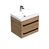 Viseča kopalniška omarica s keramičkim umivaonikom SAT Cube Way u dekoru hrasta hickory