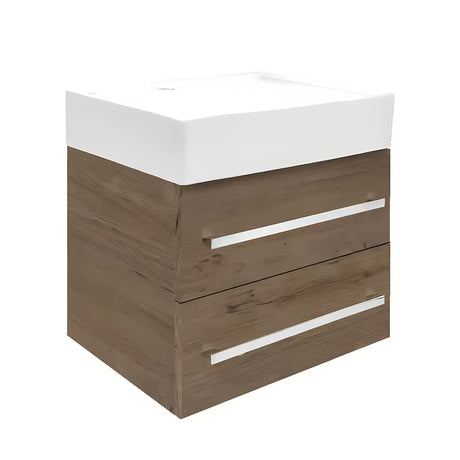 Viseča ormarić s keramičkim umivaonikom SAT Cube Way u dekoru hrasta wellington s mat površinom