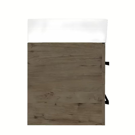 Viseča kopalniška omarica s keramičkim umivaonikom SAT Cube Way u dekoru hrasta Wellington