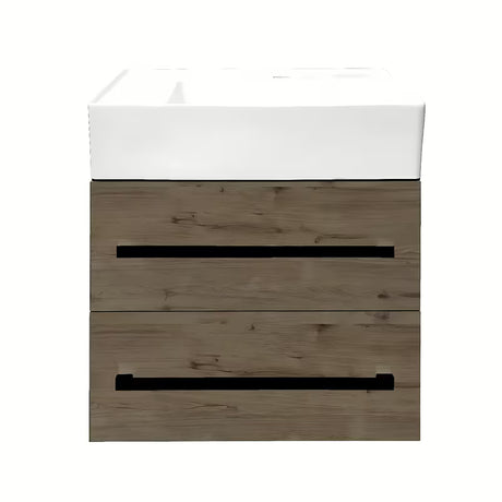 Viseča kopalniška omarica SAT Cube Way s keramičkim umivaonikom u dekoru hrasta Wellington