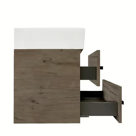 Viseča kopalniška omarica SAT Cube Way s keramičkim umivaonikom u dekoru hrasta Wellington