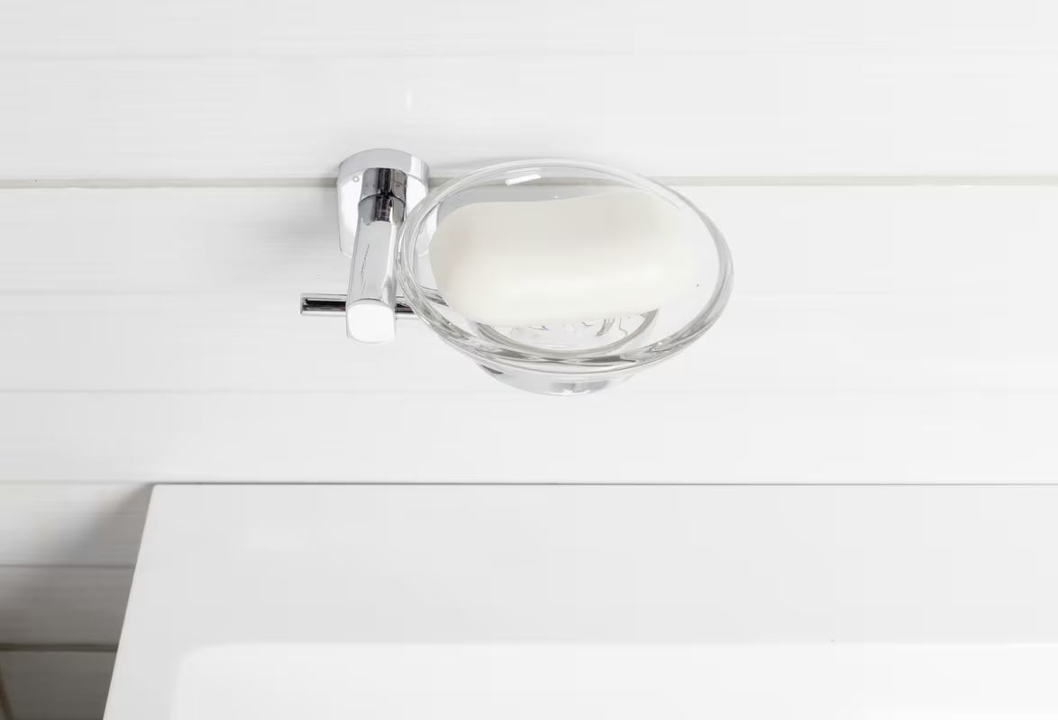 Stenska posoda za milo SAT Cube Way pro za trdo milo v izvedbi chrome