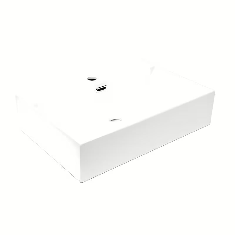 Bijeli keramički viseči umivalnik SAT Cube Way 60x42 cm s otvorom pro slavinu u sredini