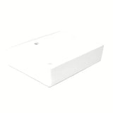 Bijeli keramički viseči umivalnik SAT Cube Way 60x46 cm s asimetričnim dizajnom i odlagališnom plohom desno.