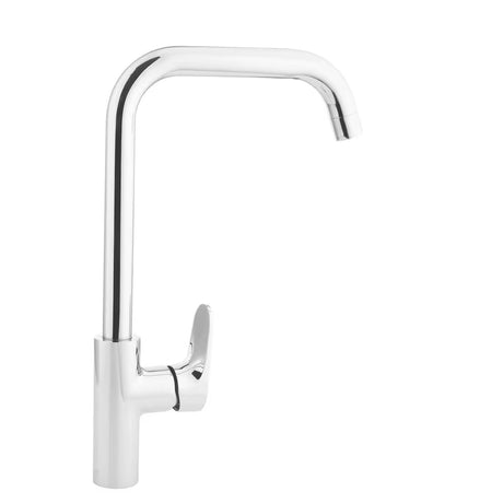 Kromirana enoročna stoječa armatura za pomivalno korito SAT Dark z vrtljivim izlivom