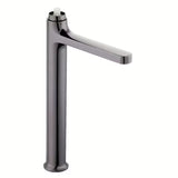 Visoka armatura za Umivalnik SAT Dark v površini PVD gun metal brez odtoka.