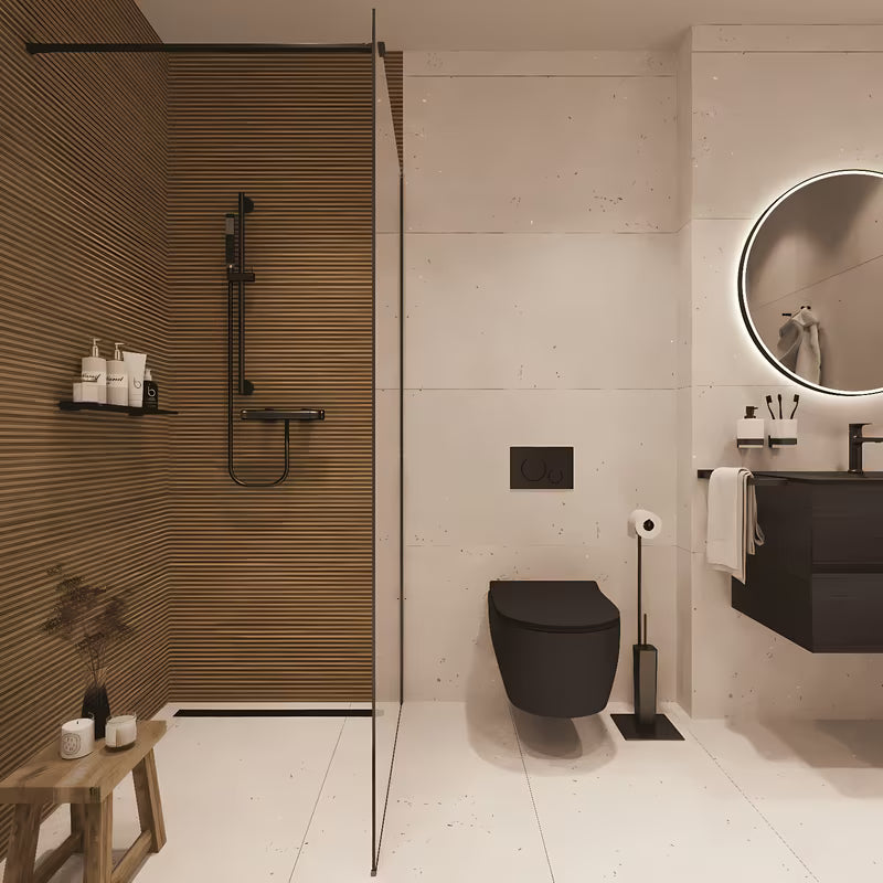 Termostatska armatura za tuš SAT Dark u mat crnoj pro za zidnu montažu