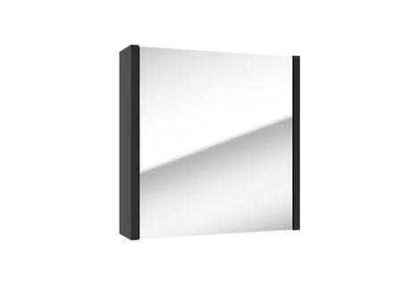 Črna viseča omarica z ogledalom SAT Delano 60x60 cm z ogledalom in notranjimi policami