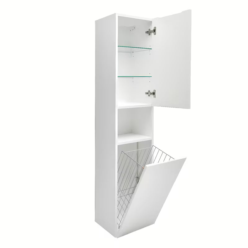 Visoka viseča kopalniška omarica SAT Evolution u mat bijeloj izvedbi s okomitim utorima