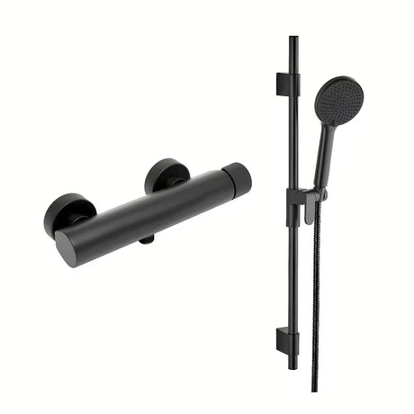 Stenska enoročna armatura za tuš SAT Evolution u mat crnoj izvedbi s tuš setom