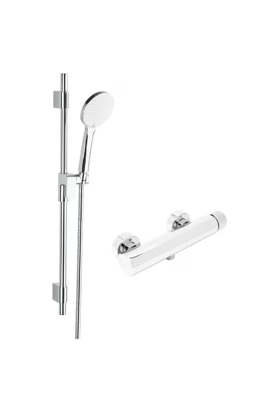 Kromirana stenska enoročna armatura za tuš SAT Evolution s tuš setom