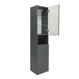 Visoka viseča kopalniška omarica SAT Feel u mat antracit boji sa staklenim policama