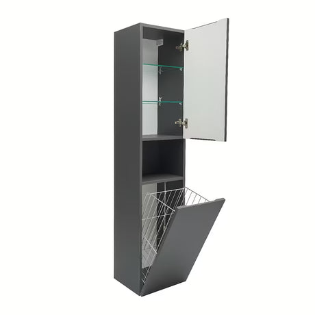 Visoka viseča kopalniška omarica SAT Feel 36x165x32 cm u antracit mat boji s košem za rublje