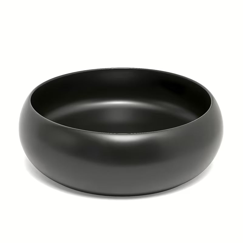 Okrogel keramični umivalnik na ploščo SAT Feel v mat črni barvi, premer 36 cm