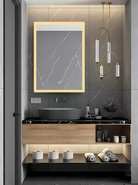 Belo pravokotno ogledalo SAT Feel 50x70 cm z LED osvetlitvijo in senzorskim upravljanjem