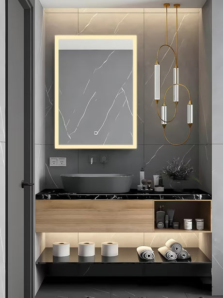 Belo pravokotno ogledalo SAT Feel 50x70 cm z LED osvetlitvijo in senzorskim upravljanjem