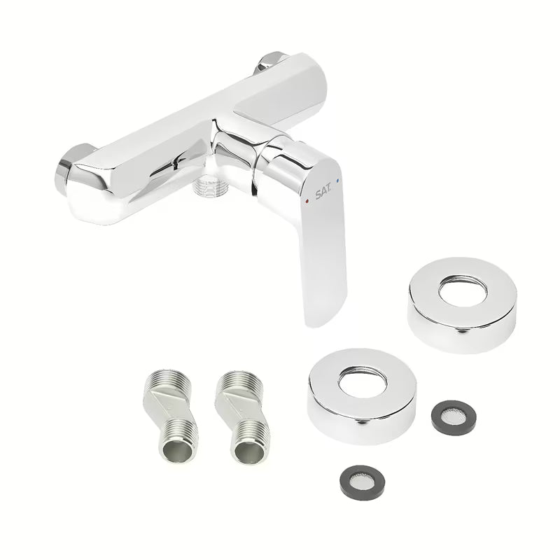 Stenska enoročna armatura za tuš SAT Feel u kromiranoj izvedbi brez tuš seta.