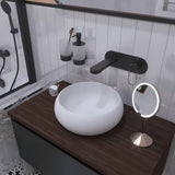 Okrugli keramički umivalnik na ploščo SAT Feel u mat bijeloj boji, promjera 36 cm.