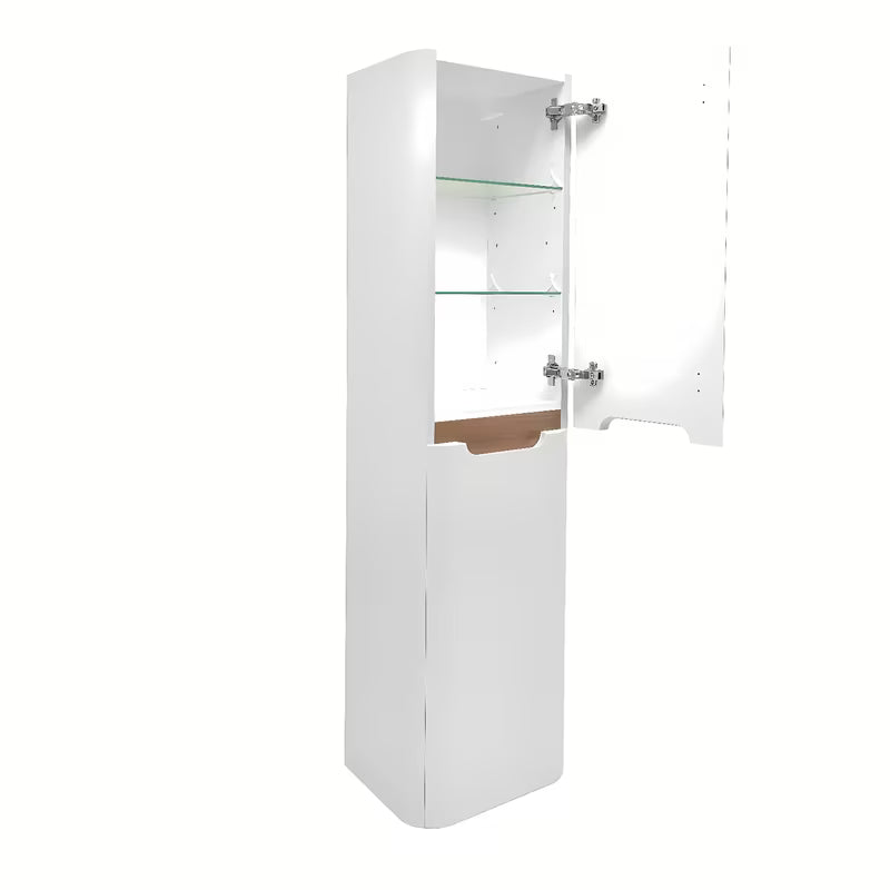 Visoka viseča kopalniška omarica SAT Fusion u bijeloj mat boji sa zaobljenim rubovima