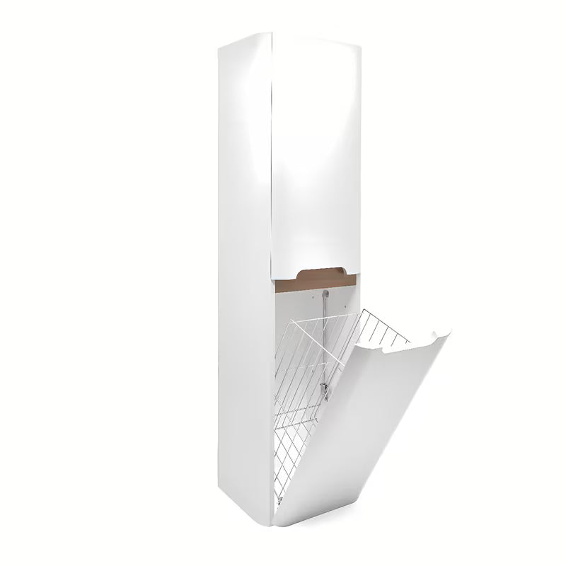 Bijeli mat visoka viseča kopalniška omarica SAT Fusion 40x149x33 cm sa zaobljenim rubovima