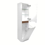 Bijeli mat visoka viseča kopalniška omarica SAT Fusion 40x149x33 cm sa zaobljenim rubovima