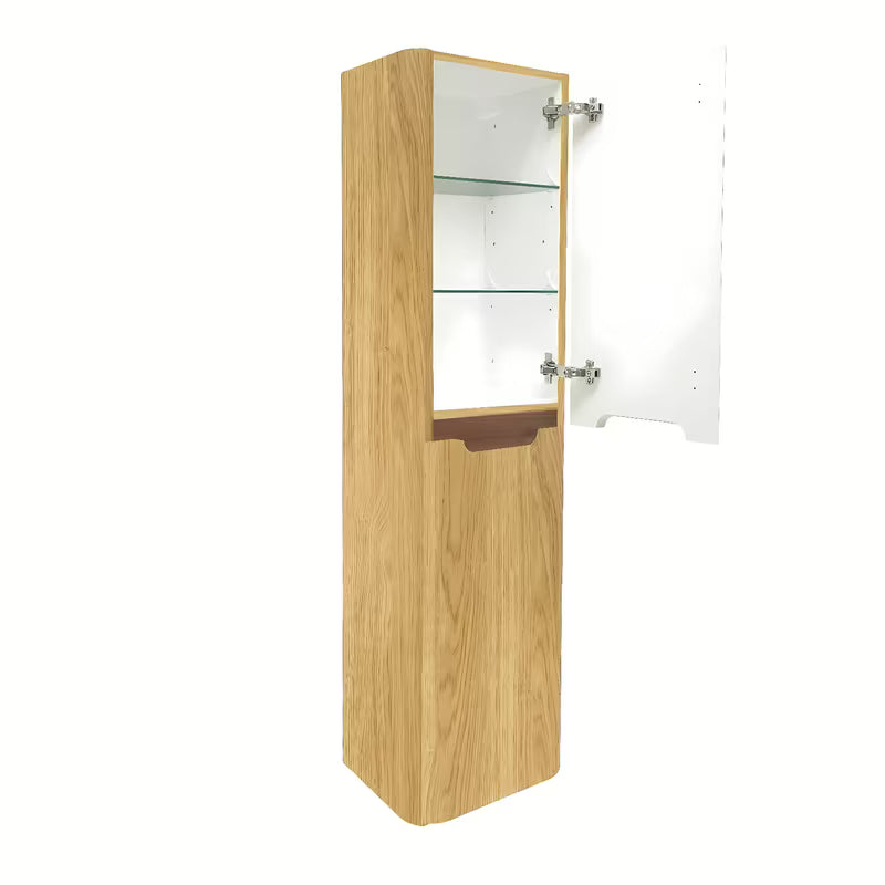 Visoka viseča kopalniška omarica SAT Fusion 40x149x33 cm u dekoru medenog hrasta s mat površinom