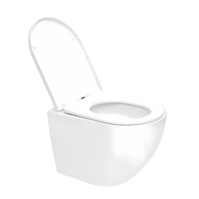 Bela viseča WC školjka SAT Fusion z vrtinčnim splakovanjem in sedežem mehko Zapiranje Soft Close.