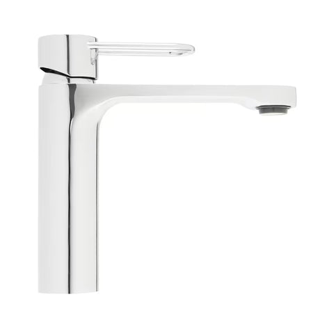 SAT Fusion stoječa armatura za umivalnik brez odtoka z okroglo ročico v sijajni izvedbi.
