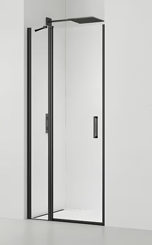 Tuš vrata za nišo SAT Fusion 100 cm v črni mat barvi s prozornim steklom in površino Easyclean.