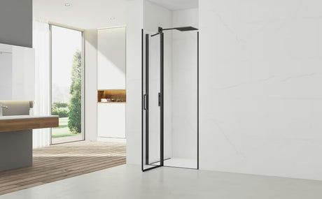 Tuš vrata za nišo SAT Fusion 100 cm v črni mat barvi s prozornim steklom in površino Easyclean.