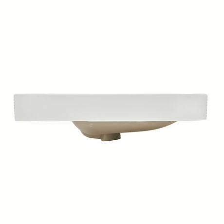 Bel sijajni keramični pohištveni umivalnik SAT Fusion 100,6x46,3 cm s sredinsko odprtino in prelivom.