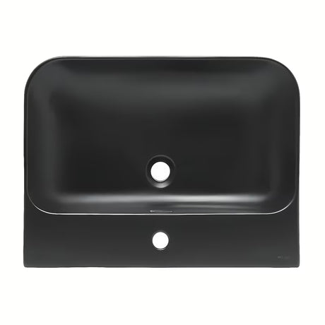 Za Kopalniško Pohištvo keramični umivalnik SAT Fusion 60,5x46,3 cm v mat črni barvi s prelivom