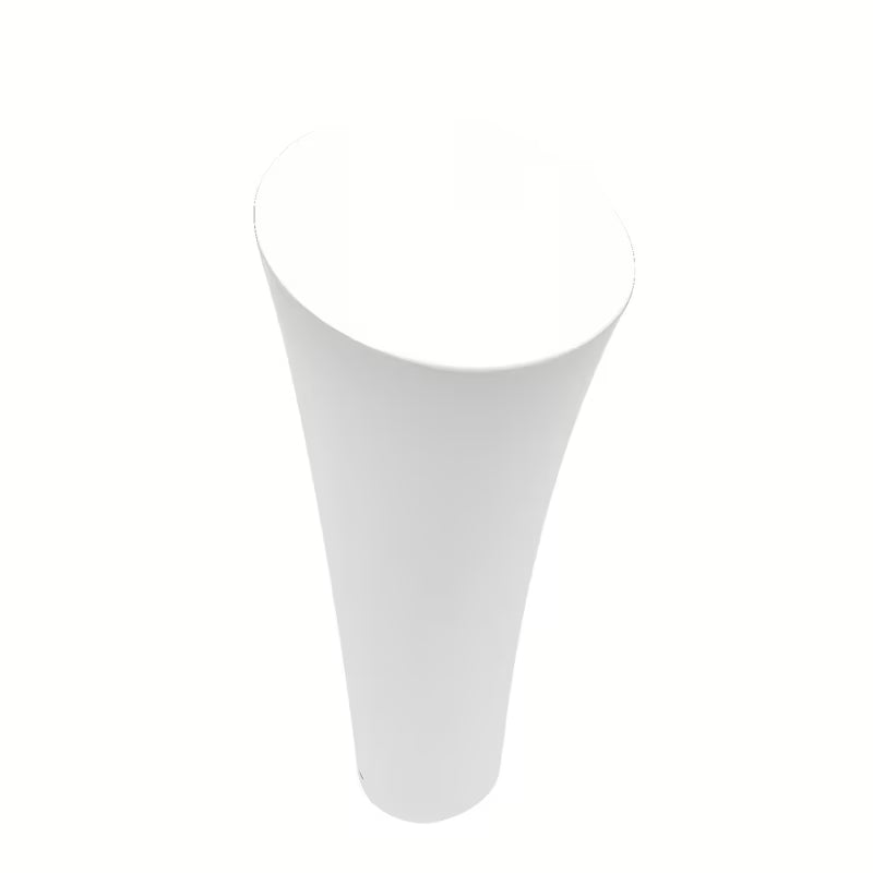 Samostoječi  keramični umivalnik SAT Fusion v beli barvi s premerom 42,5 cm in višino 95 cm.