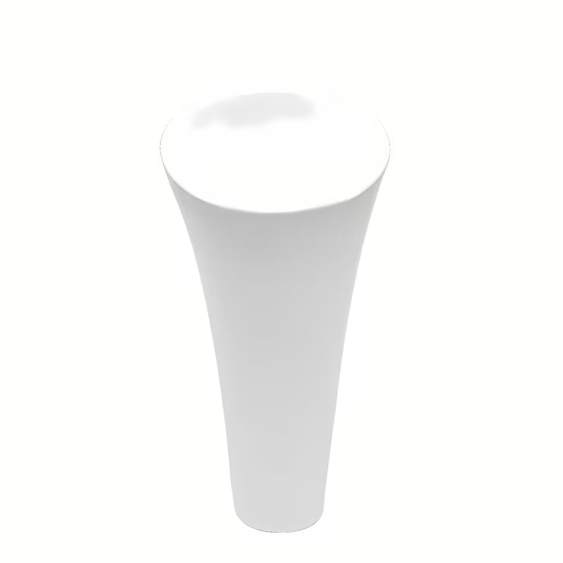 Samostoječi  keramični umivalnik SAT Fusion v beli barvi s premerom 42,5 cm in višino 95 cm.
